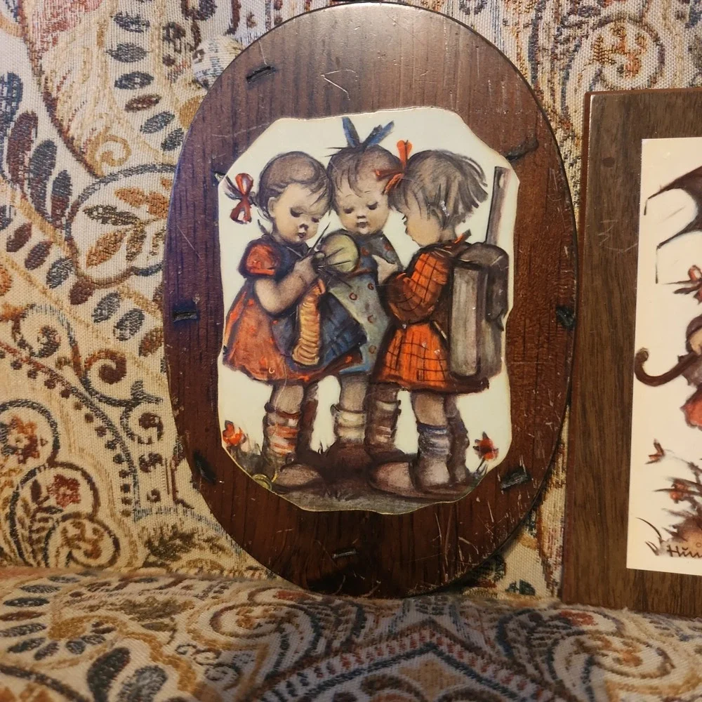Goebel Hummel Vintage Wooden Wall Plaques Set of 2 West Germany 1970s Decor